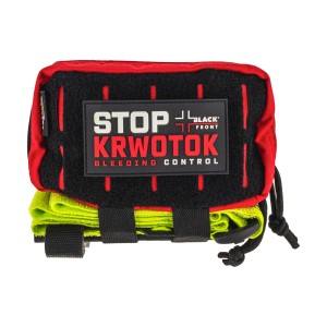 Zestaw ratowniczy STOP KRWOTOK Black Front (saszetka czerwona / opaska fluo)