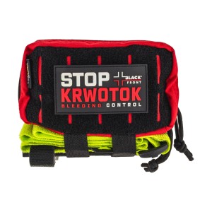 Zestaw ratowniczy STOP KRWOTOK PRO Black Front (saszetka czerwona / opaska fluo)