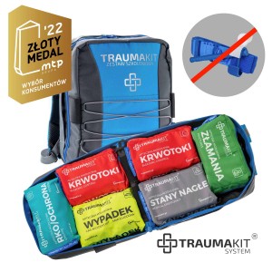 TRAUMA KIT Zestaw szkoleniowy AWKKSZ - Rozszerzony - Plecak 6 (bez opasek zaciskowych - niebieski)